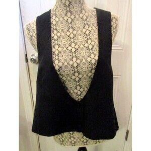Hana San Vest Black 2 Button Hi-Low Pleated Retail $149 NWT Womens Size 40 US L
